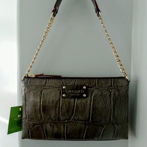 Kate Spade Byrd Madrid Embossed Croc graphite bag